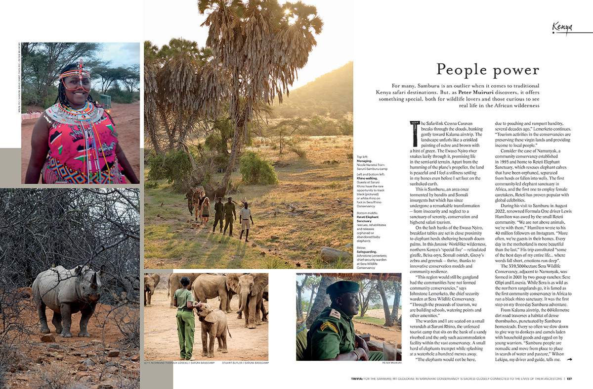 Travel Africa opening spread for the Samburu story.